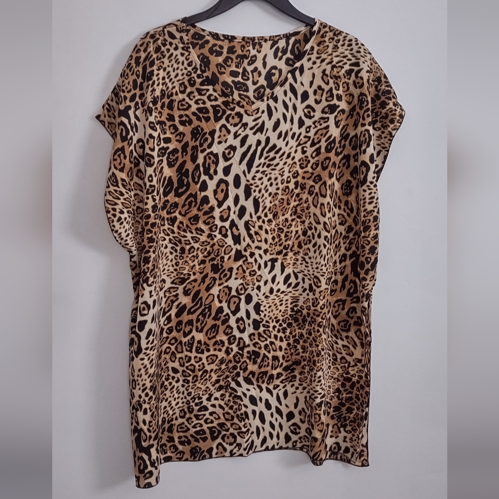 FREE Brown & Blk Animal Print Kendall & James Cover-up Poncho One Size - Picture 6 of 13